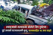 गल्याङमा बोलेरो जिप दुर्घटना : दुई जनाको घटनास्थलमै मृत्यु, चालकसहित १० जना घाइते