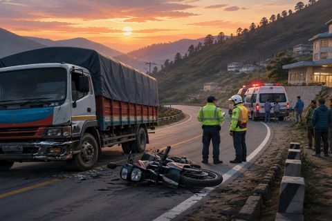 सिन्धुलीमा ट्रक र मोटरसाइकल एकापसमा ठोक्किँदा युवकको मृत्यु, एक घाइते