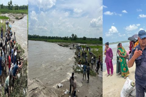 सुस्तामा निर्माणाधीन अस्थायी बाँध नारायणीले बगायो, बस्ती र खेतीयोग्य जमिन जोखिममा