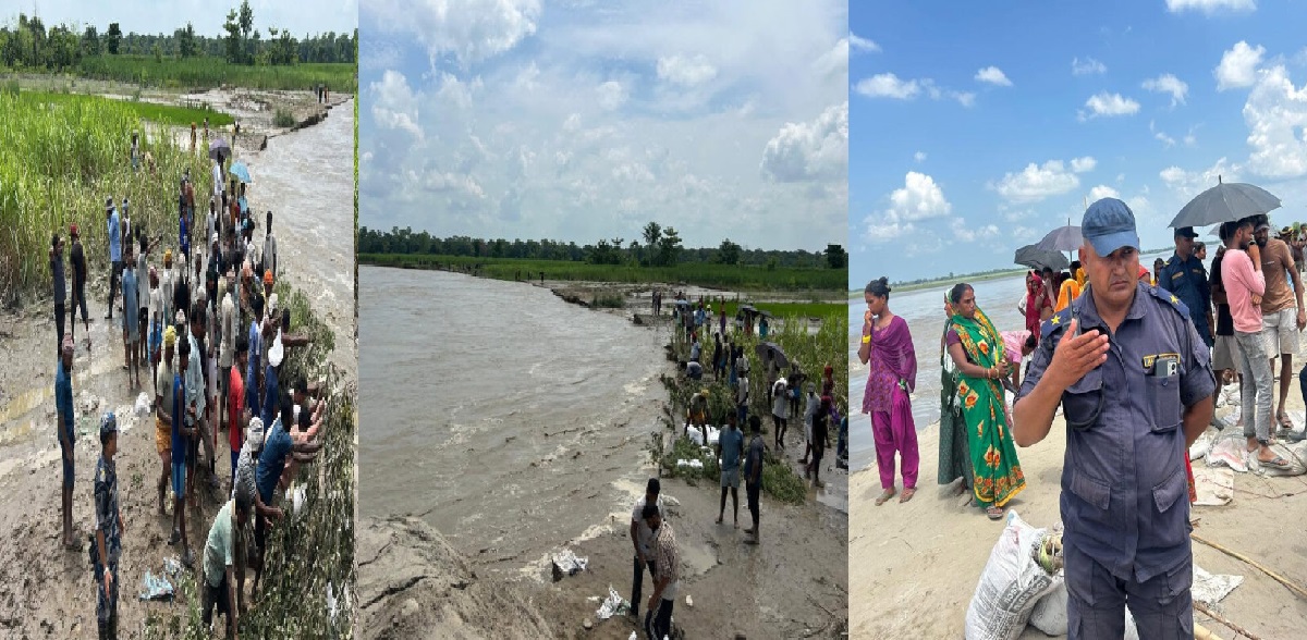 सुस्तामा निर्माणाधीन अस्थायी बाँध नारायणीले बगायो, बस्ती र खेतीयोग्य जमिन जोखिममा