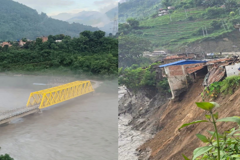 धादिङस्थित त्रिशूली नदीमा जलसतह तीन मिटर बढ्यो : चिरौदीमा चार घर बगायो