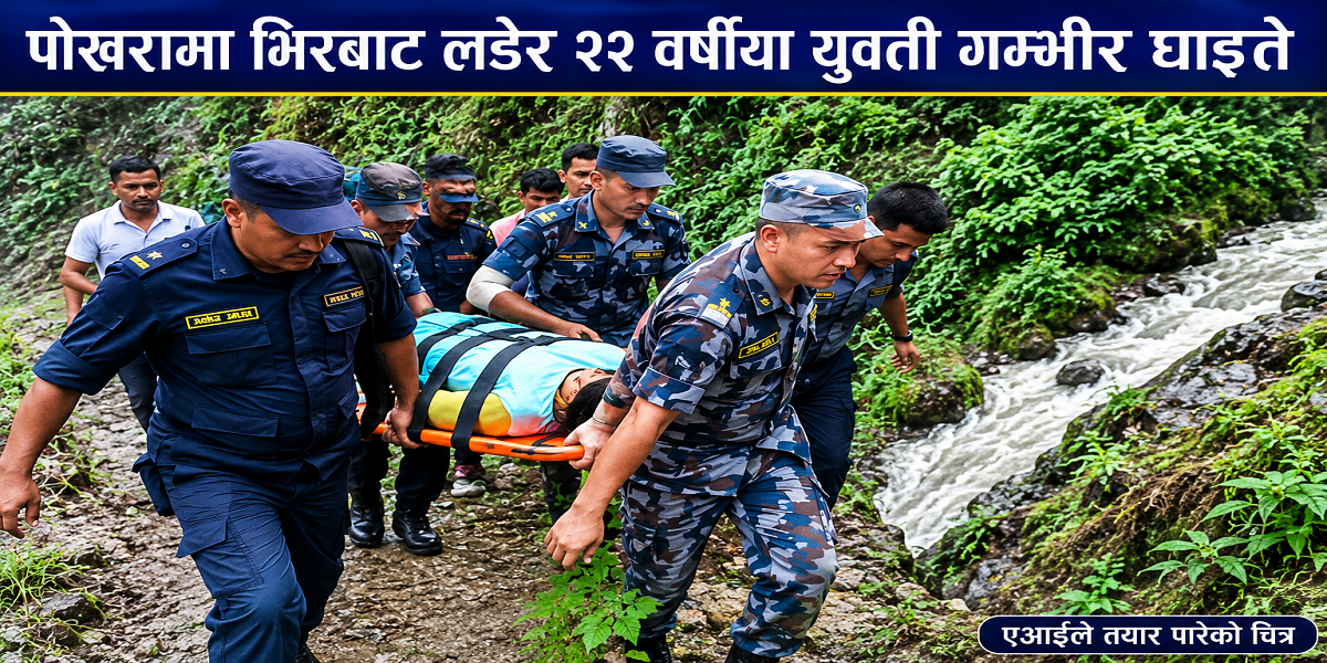 पोखरामा भिरबाट लडेर २२ वर्षीया युवती गम्भीर घाइते