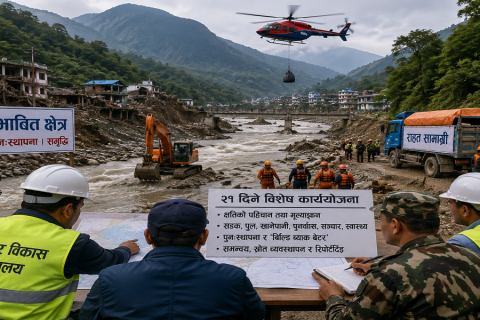 रसुवाको बाढीपछि पुनःस्थापनाका लागि सरकारले सार्वजनिक गर्यो २१ दिने कार्ययोजना