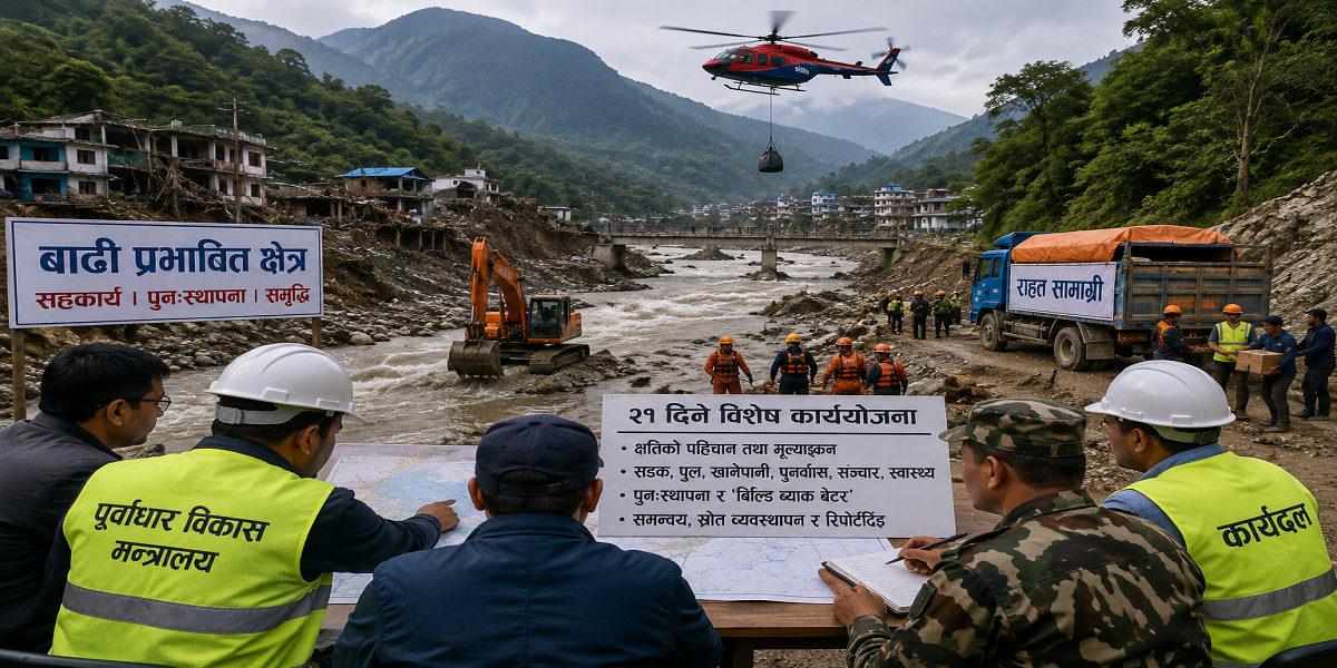 रसुवाको बाढीपछि पुनःस्थापनाका लागि सरकारले सार्वजनिक गर्यो २१ दिने कार्ययोजना