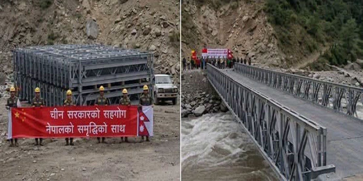 चीनले नेपाललाई दियो एकसय मिटर लम्बाइका दुई वटा बेलीब्रिज