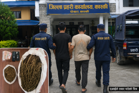 कास्कीको माछापुच्छ्रेबाट करीब साढे दुई किलो गाँजासहित दुई जना पक्राउ