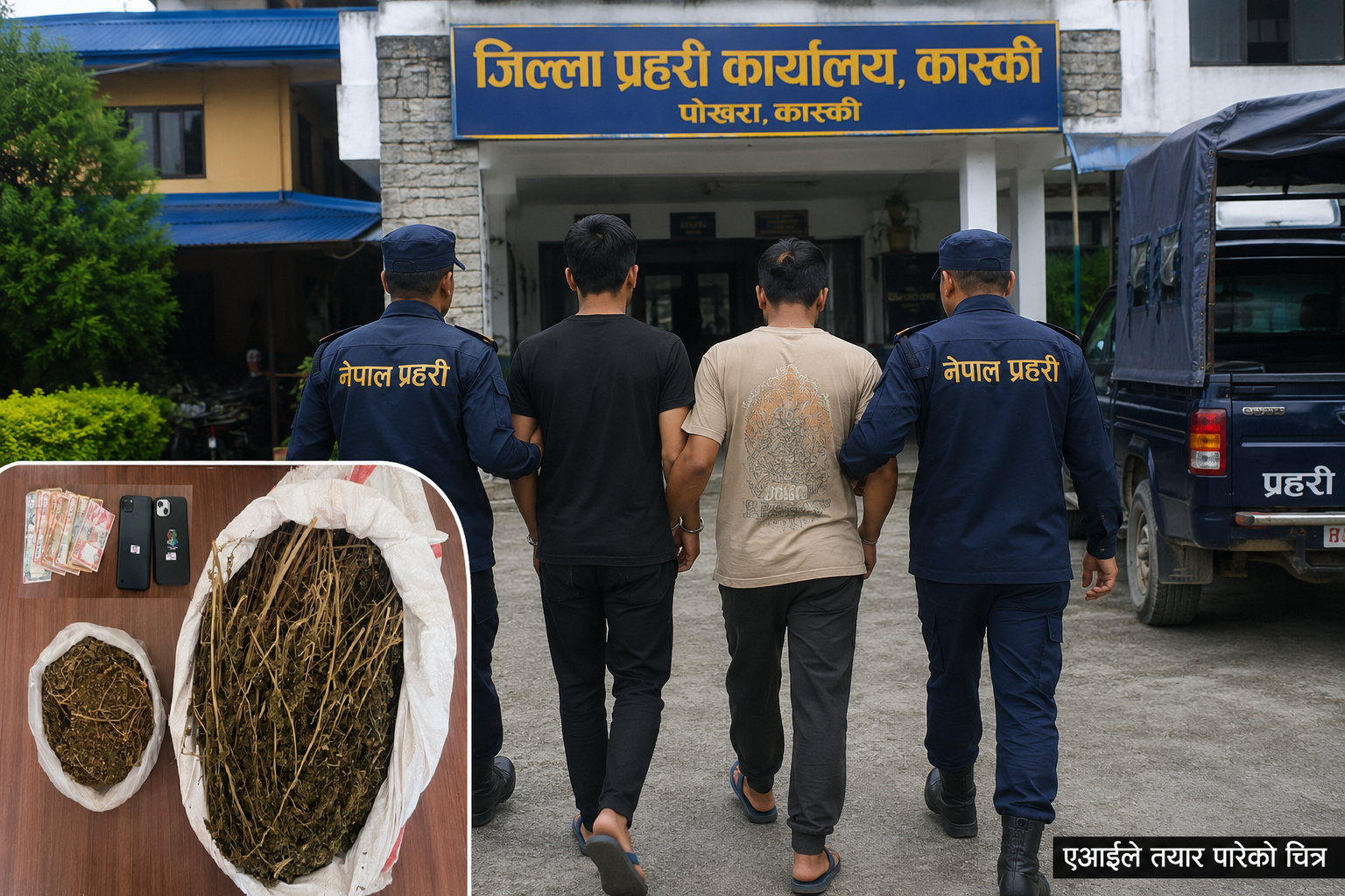 कास्कीको माछापुच्छ्रेबाट करीब साढे दुई किलो गाँजासहित दुई जना पक्राउ