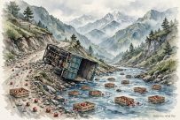 कर्णाली राजमार्गमा स्याउ बोकेको ट्रक दुर्घटना, आठलाख रुपियाँ भन्दा बढी मूल्यको स्याउ क्षति