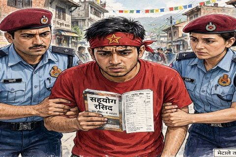 नेकपा (बहुमत) को नाममा चन्दा आतंक फैलाउने युवा काठमाण्डौको बिजुलीबजारबाट पक्राउ