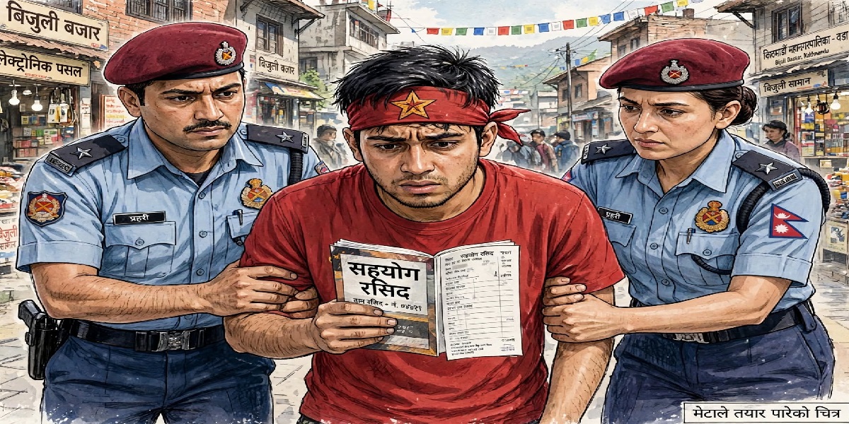 नेकपा (बहुमत) को नाममा चन्दा आतंक फैलाउने युवा काठमाण्डौको बिजुलीबजारबाट पक्राउ