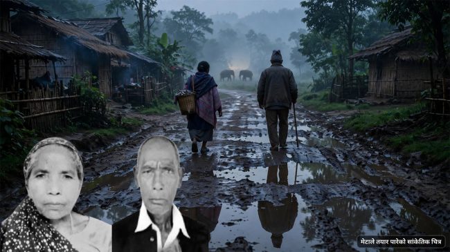 झापाको जनताचोकमा मर्निङ वाकमा निस्किएका दुई वृद्ध-बृद्धाको हात्तीको आक्रमणबाट मृत्यु