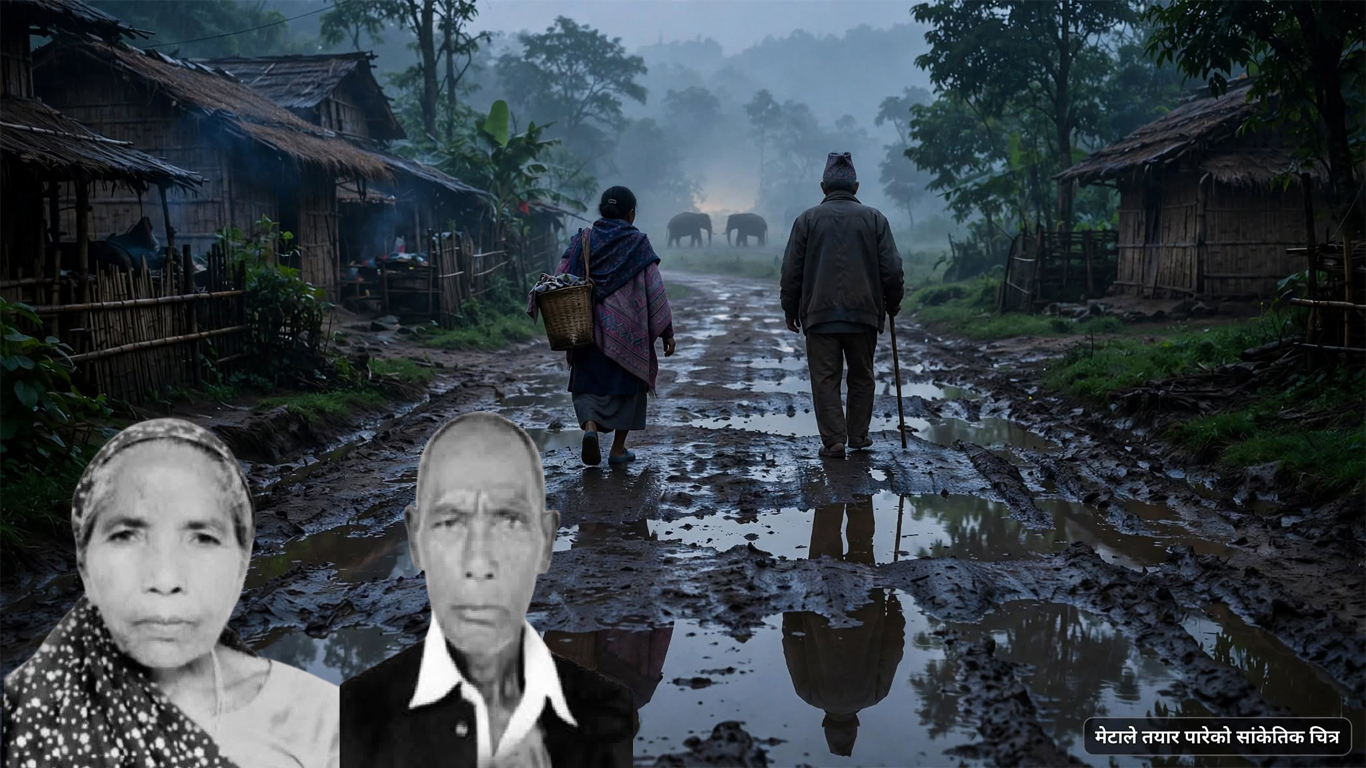 झापाको जनताचोकमा मर्निङ वाकमा निस्किएका दुई वृद्ध-बृद्धाको हात्तीको आक्रमणबाट मृत्यु