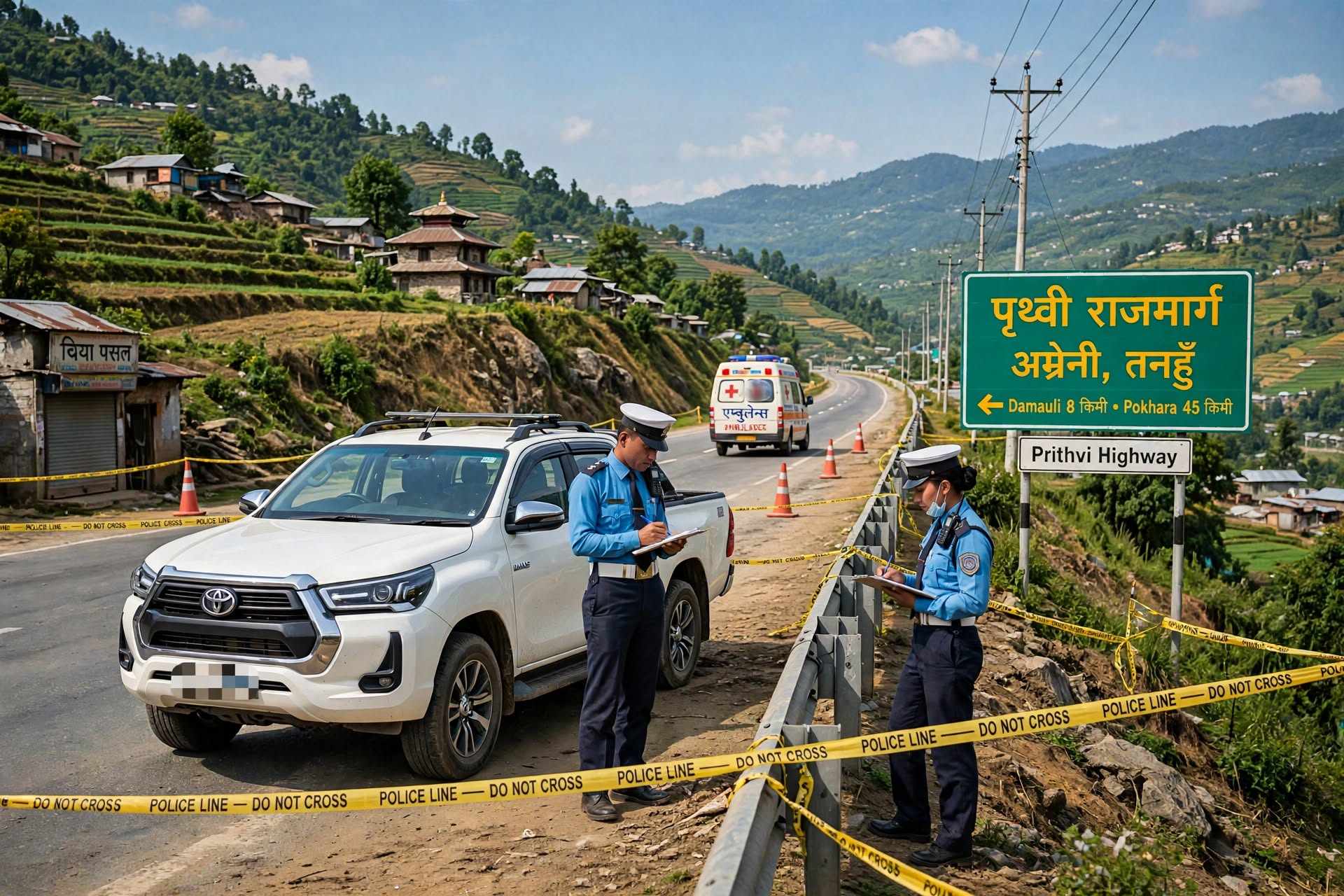 तनहुँको अम्रेनीमा हाइलक्सको ठक्करबाट पैदलयात्रीको मृत्यु